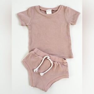 Pink Waffle Baby Outfit